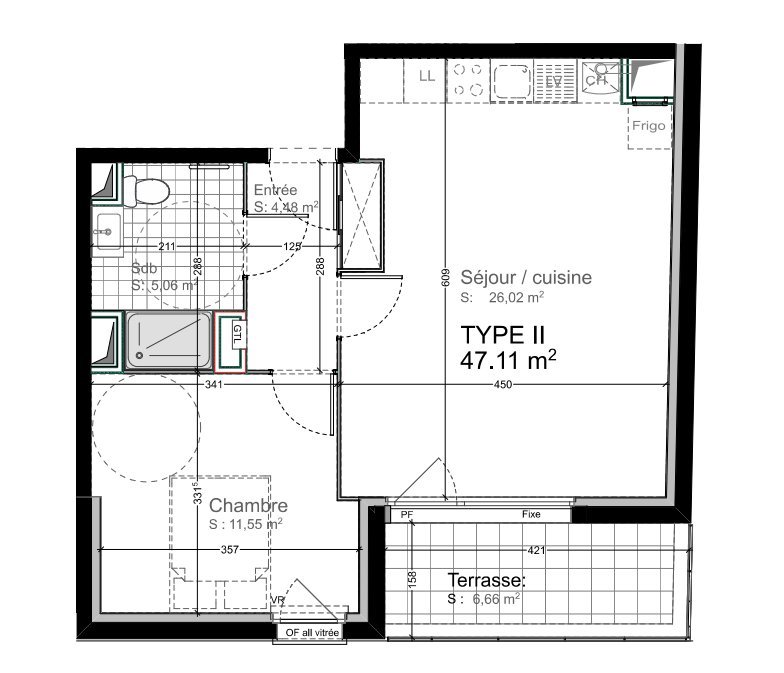 APPARTEMENT T2 A LOUER - TOURCOING - 47.11 m2 - 683 &euro; charges comprises par mois