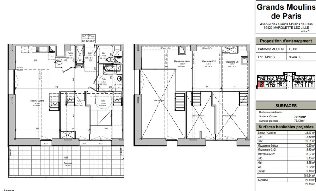 APPARTEMENT T3 A LOUER - MARQUETTE LEZ LILLE - 100.39 m2 - 1 017 &euro; charges comprises par mois