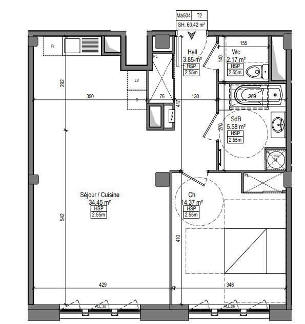 APPARTEMENT T2 A LOUER - MARQUETTE LEZ LILLE - 59.75 m2 - 760 &euro; charges comprises par mois