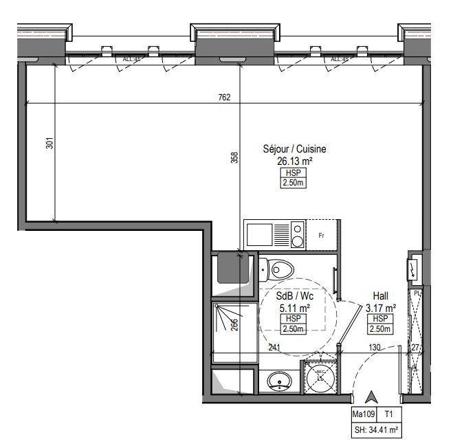 APPARTEMENT T1 A LOUER - MARQUETTE LEZ LILLE - 34.1 m2 - 527 &euro; charges comprises par mois