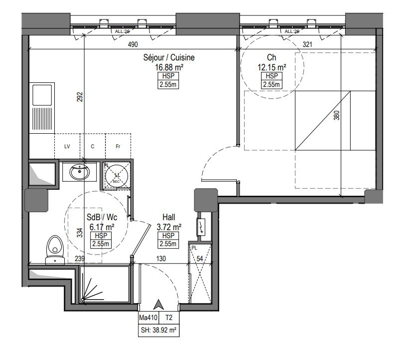 APPARTEMENT T2 A LOUER - MARQUETTE LEZ LILLE - 38.18 m2 - 595 &euro; charges comprises par mois