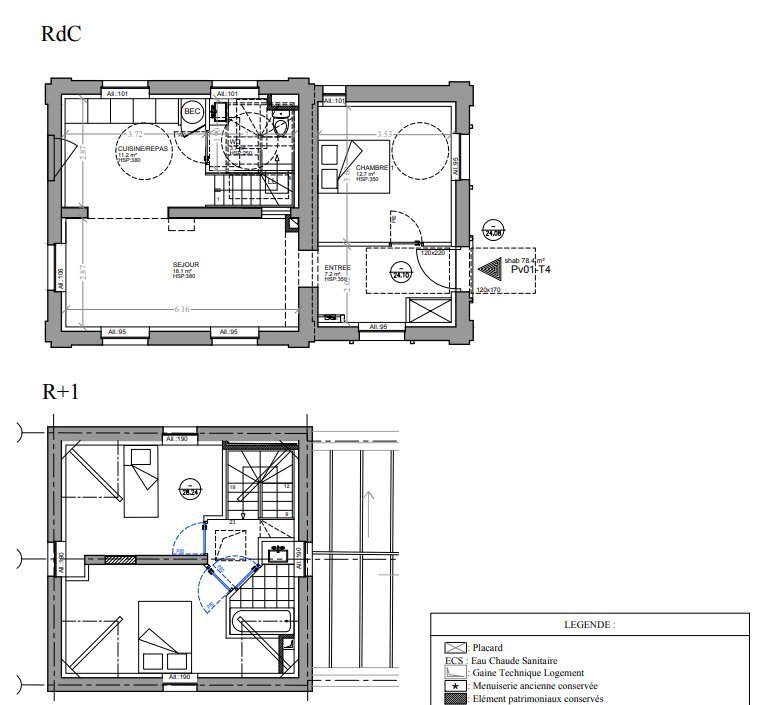 APPARTEMENT T4 A LOUER - SECLIN - 78.5 m2 - 880�&euro; charges comprises par mois