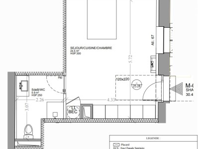 APPARTEMENT T1 A LOUER - SECLIN - 30.4 m2 - 495�&euro; charges comprises par mois