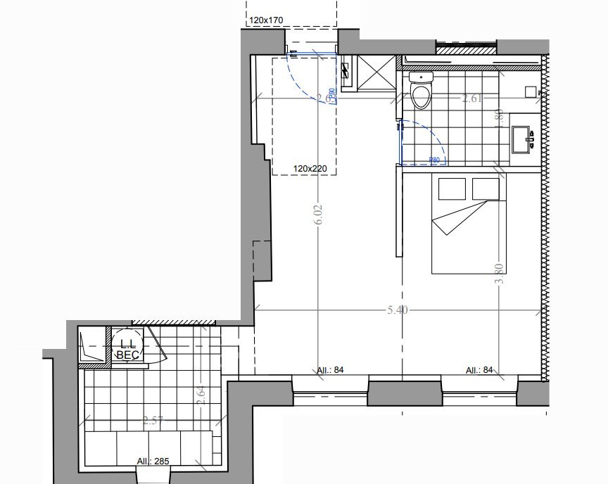 APPARTEMENT T1 A LOUER - SECLIN - 36.8 m2 - 555�&euro; charges comprises par mois