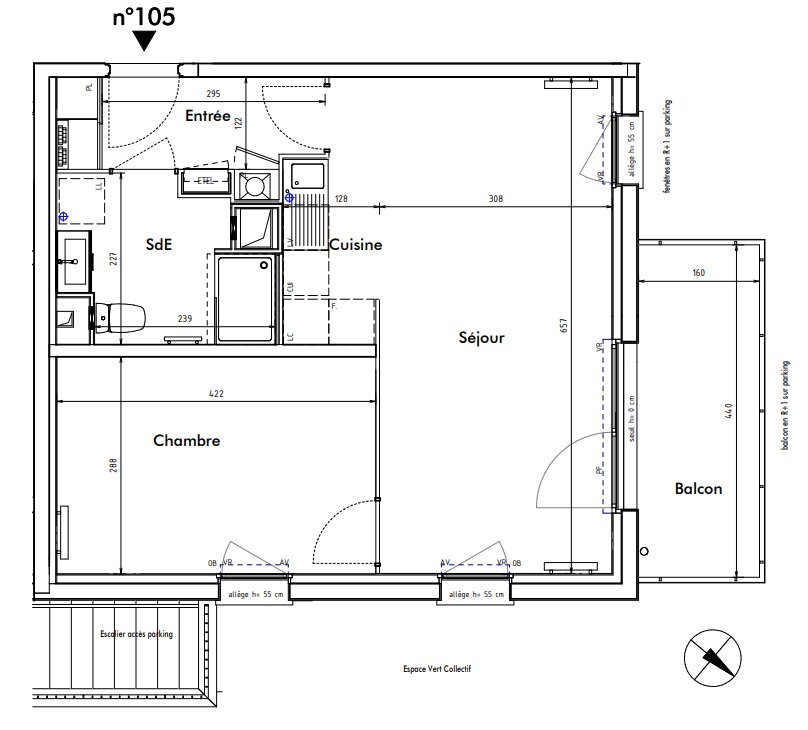 APPARTEMENT T2 A LOUER - RONCQ - 45.8 m2 - 603 &euro; charges comprises par mois