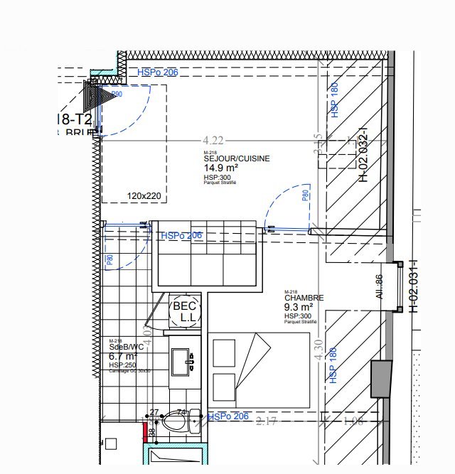 APPARTEMENT T2 A LOUER - SECLIN - 30.92 m2 - 595�&euro; charges comprises par mois