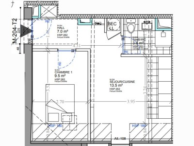 APPARTEMENT T2 A LOUER - SECLIN - 35.2 m2 - 545�&euro; charges comprises par mois