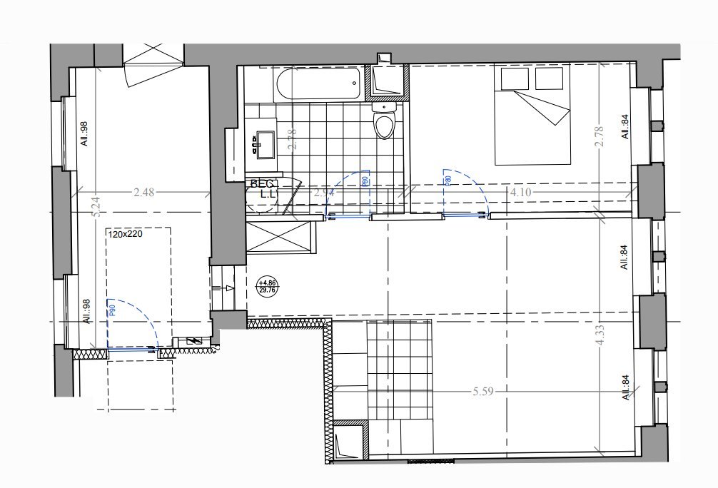 APPARTEMENT T2 A LOUER - SECLIN - 59.6 m2 - 710�&euro; charges comprises par mois