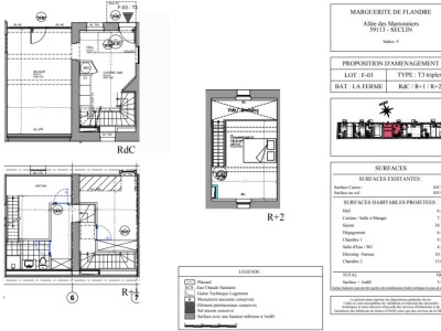 APPARTEMENT T3 A LOUER - SECLIN - 100 m2 - 900 € charges comprises par mois